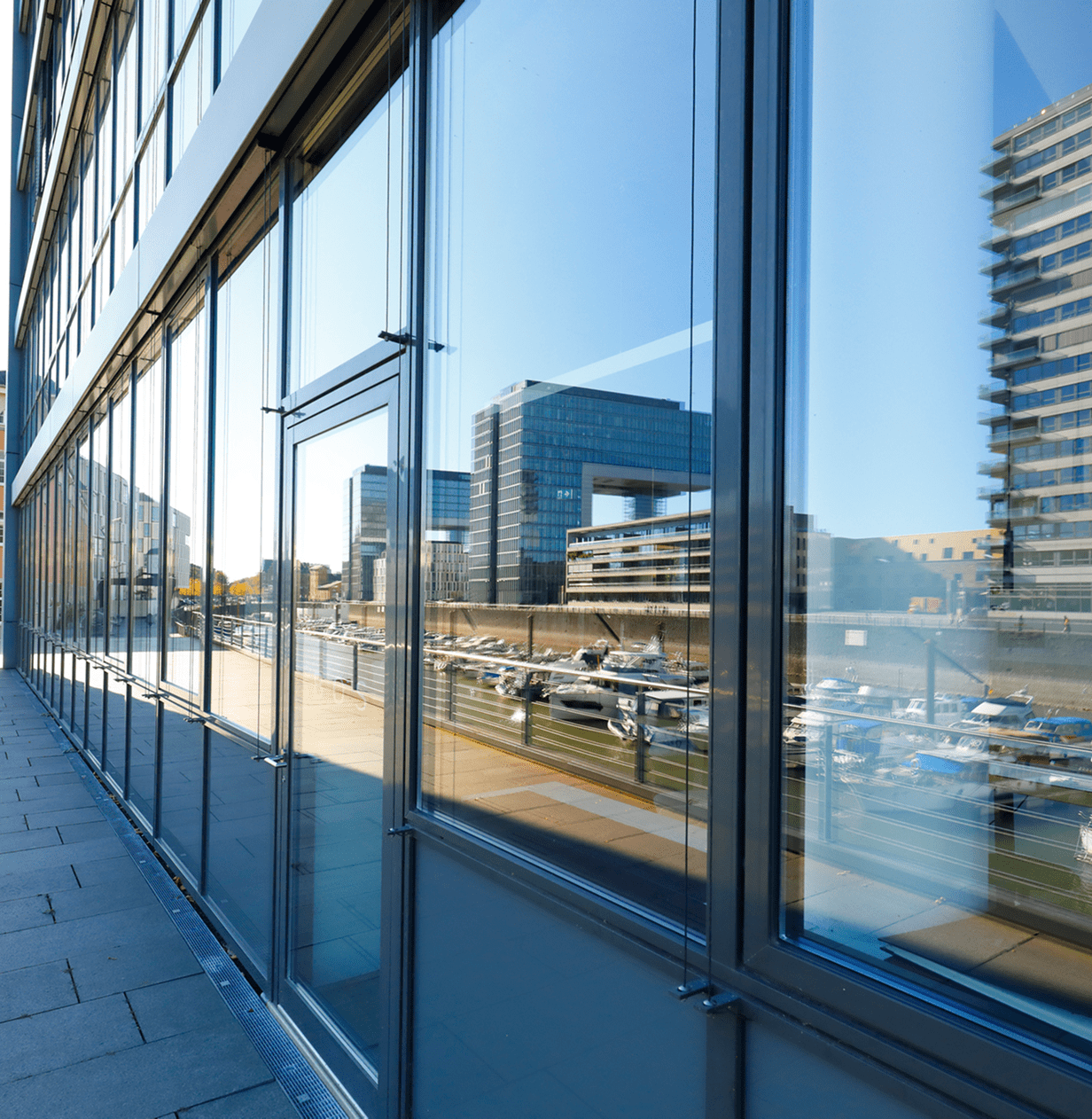 Urban architecture with reflective windows